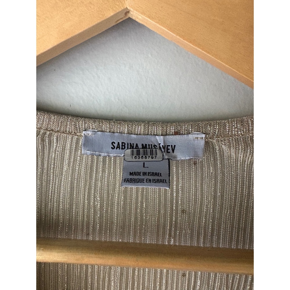 Sabina Musayev Liya Blouse Gold Metallic Pleated Peplum Top Size Large - Picture 8 of 10